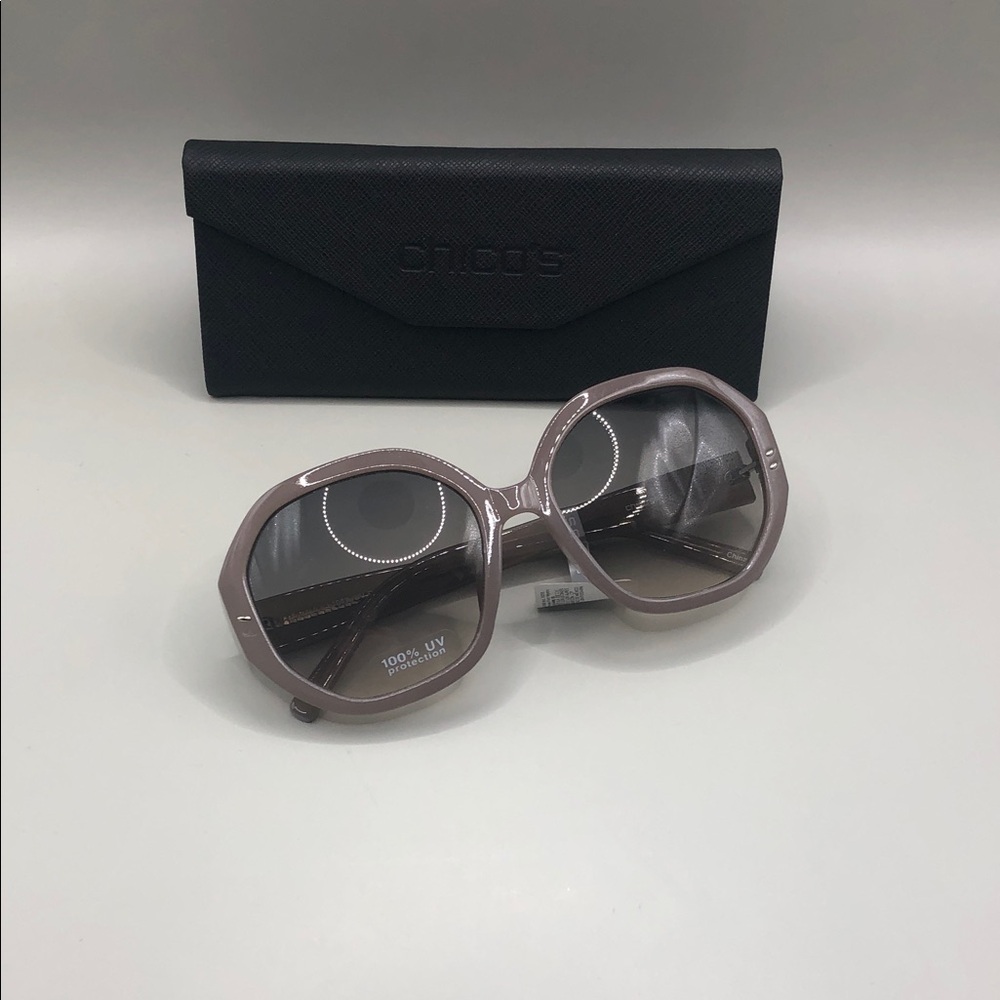 Chico's Geometric Round Oversized Gradient Sunglasses Retro Style New w Case
